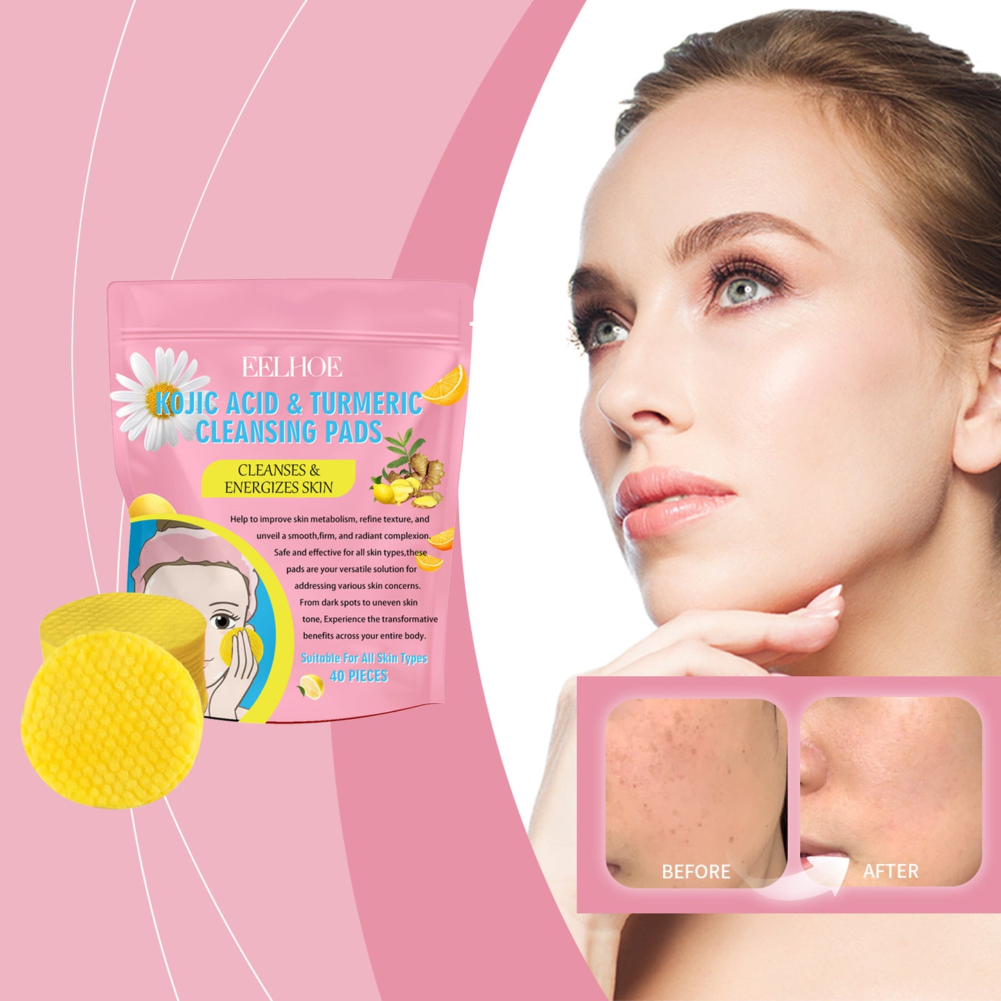 Cleansing And Skincare Turmeric Kojic Acid Cleansing Pad