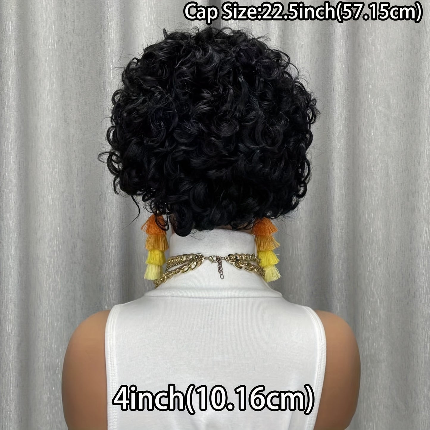 Chic 4-Inch Pixie Cut Wig For Women - 180% Density Brazilian Remy Human Hair, Kinky Curly, Glueless & Lace-Free, Perfect For Daily Wear, 1B Color