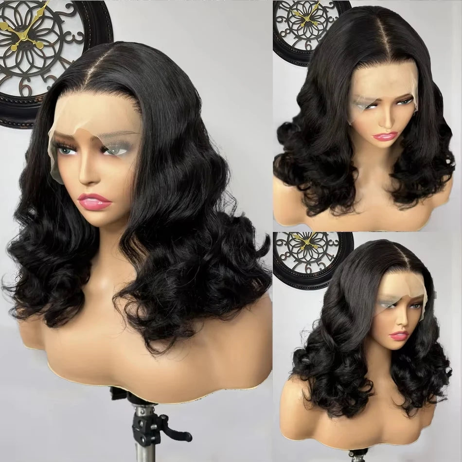 250% Density 100% Vietname Loose Wave Wig 13x4 Frontal Bouncy Wave Wig with Human Hair Natural Black For Black Women 14-20Inch