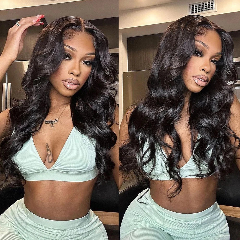 30 Inch 13x6 Body Wave Lace Front Wigs Pre Plucked Synthetic HD Lace Front Wig 180% Density Frontal Glueless Wigs with Baby Hair