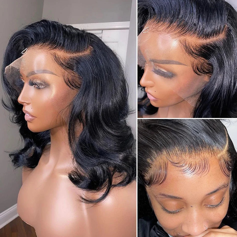 12A Short Bob Wig Loose Body Wave Wig 13x4 HD Transparents Lace Front Human Hair Wigs for Women Glueless Wigs Lace Frontal Wig
