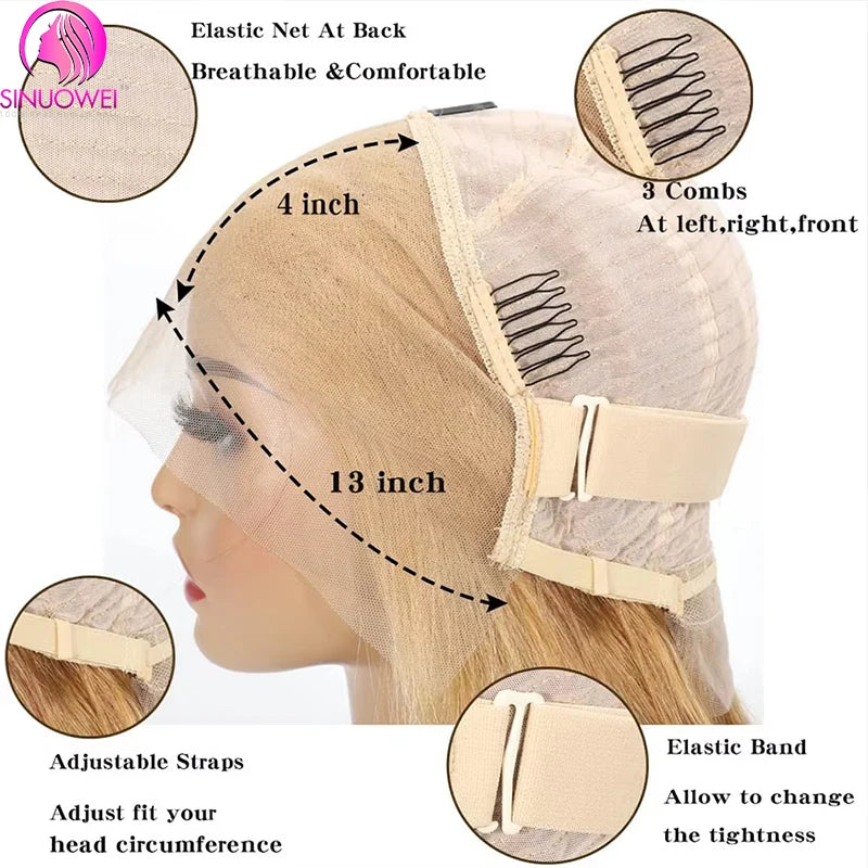 #27 Honey Blonde Lace Front Bob Wigs 13x4 Transparent Straight Human Hair Wig Bob Color Wigs 10-14 inch short Lace Wigs