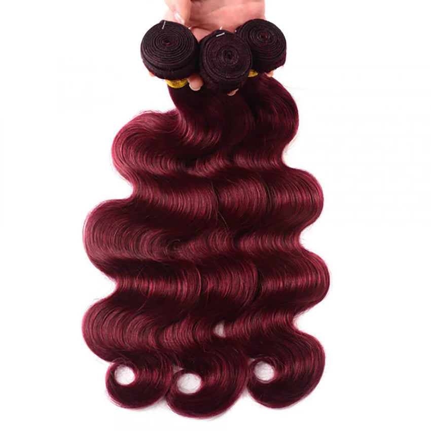 99J Burgundy Human Hair 3 Bundles with 13×4 Lace Frontal Body Wave 99J Burgundy Pre Plucked Frontal with Baby Hair For Women