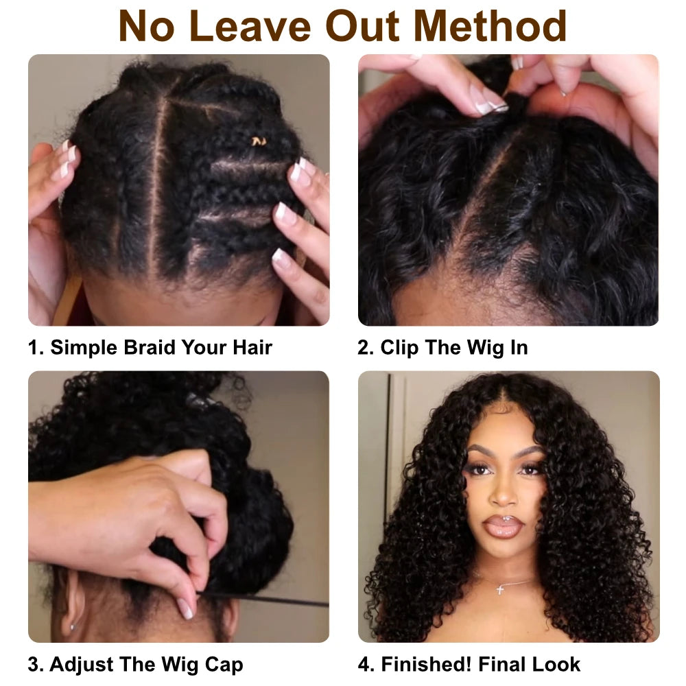 UNICE Hair Kinky Curly V Part Wig 100% Human Hair Upgrade U Part Wig No Leave Out EasiContou V Part Wig With Elastic Drawstring