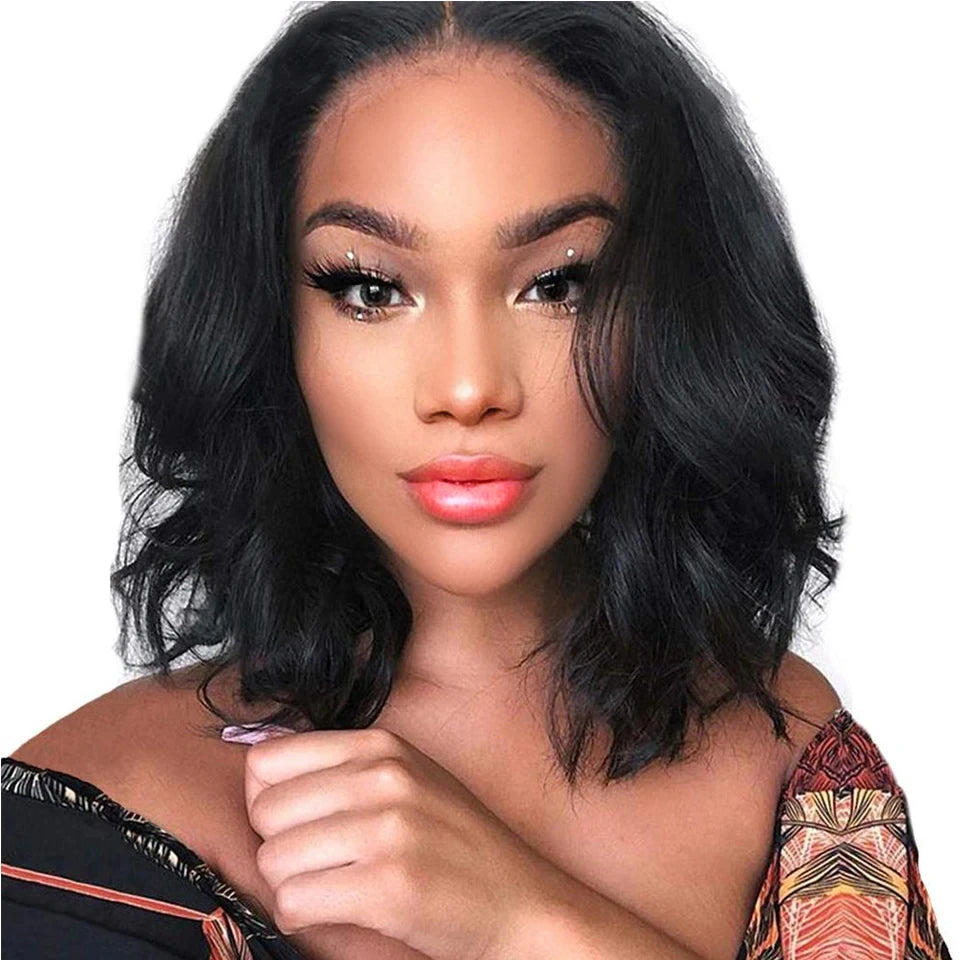 Online Clearance Sales Body Wave Human Hair Short Bob Wigs T Part Lace Front Wig Pre Plucked Brazilian Remy 100% Real Hair