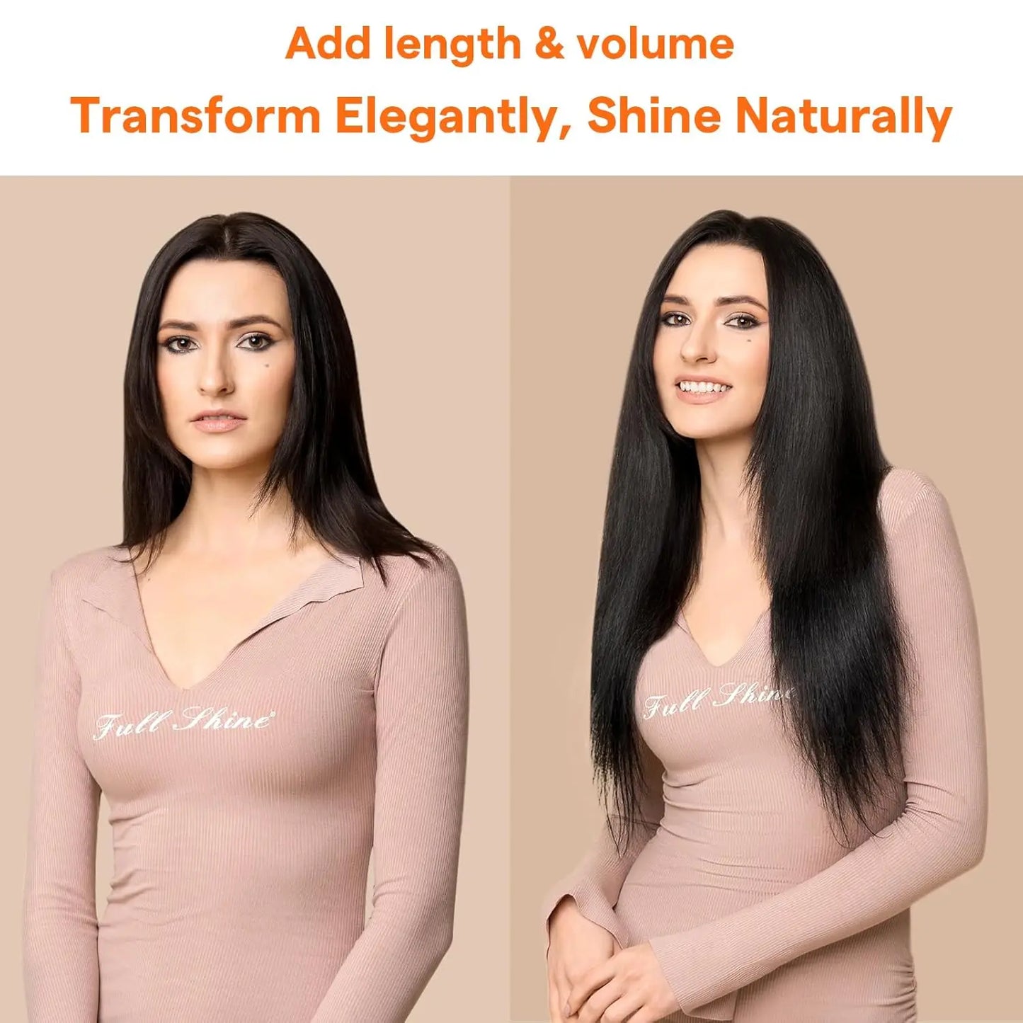 【On Sale】Full Shine Hair Weft Extensions Remy Human Hair 100G/Set Hair Bundles Ombre Brown 18-24inch  For Woman