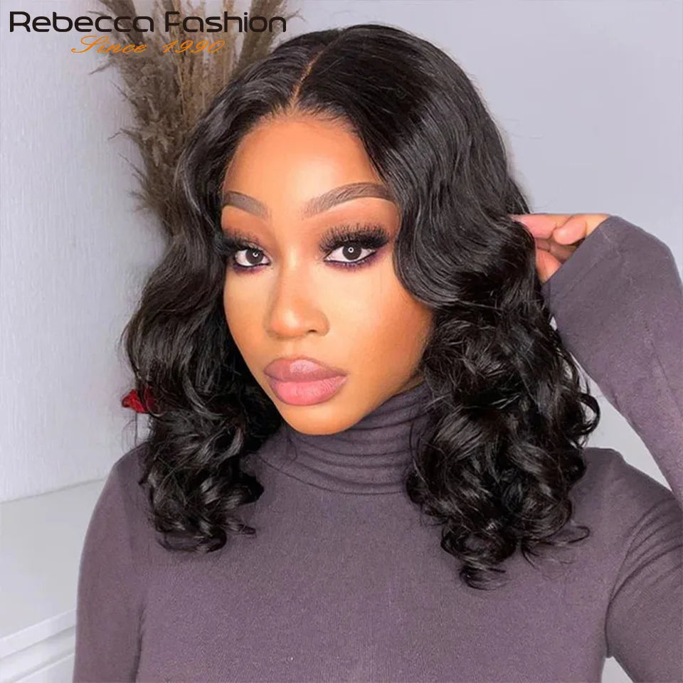 Online Clearance Sales Body Wave Human Hair Short Bob Wigs T Part Lace Front Wig Pre Plucked Brazilian Remy 100% Real Hair