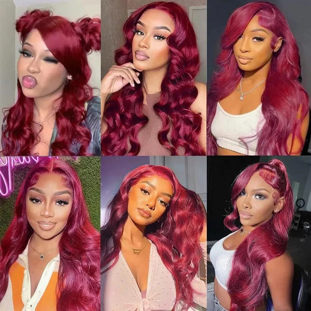 Wine Red #99J Remy Human Hair Weave 16-28 inch Long Silky Straight Unprocessed Virgin Brazilian Hair Weft Extensions for Women