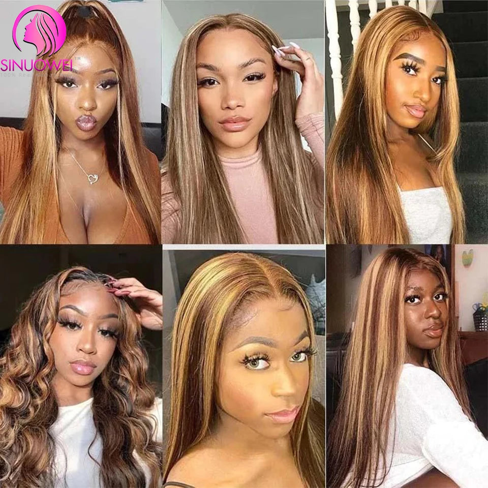 P4 27 Highlight Bundles With Frontal Brazilian Straight Bundles With Closure 4x4 Remy Human Hair Weave Bundles With Closure
