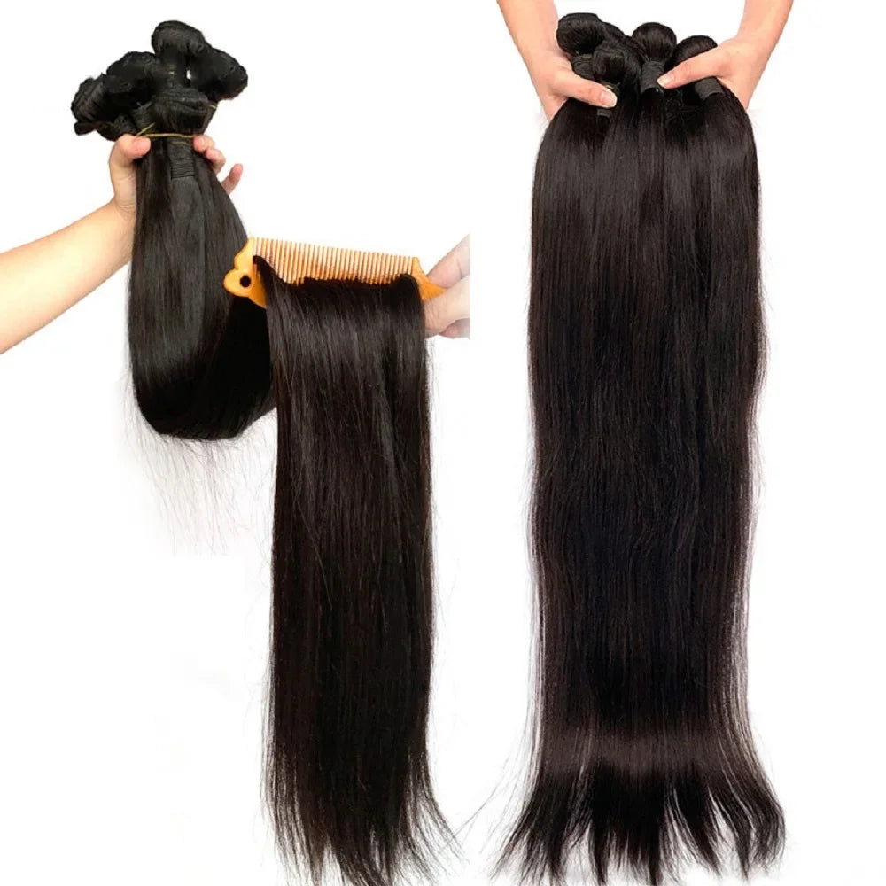 Mossily 30 40 Inch Bone Straight 100% Human Hair Bundles Deal Brazilian Human Hair 3 4 Bundles Raw Hair Extensions Natural Color