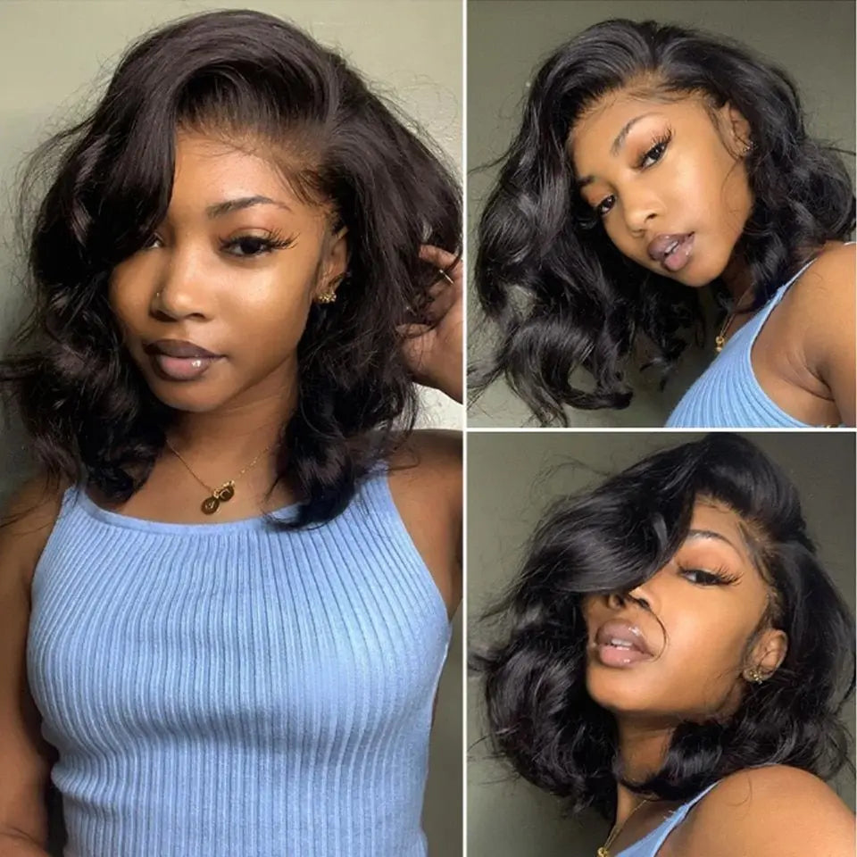 12A Short Bob Wig Loose Body Wave Wig 13x4 HD Transparents Lace Front Human Hair Wigs for Women Glueless Wigs Lace Frontal Wig