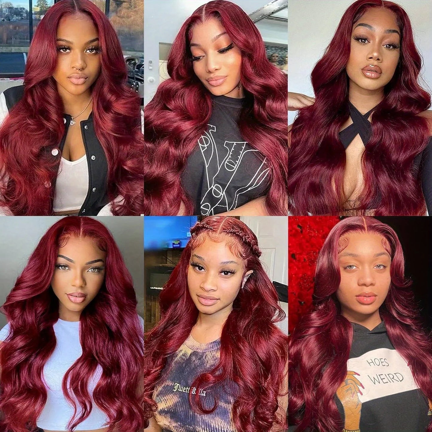 2/3/4 Bundles With Frontal Body Wave Highlight Burgundy #99J Human Hair 13x4 Lace Front With 3 Bundles Brazilian Hair For Women
