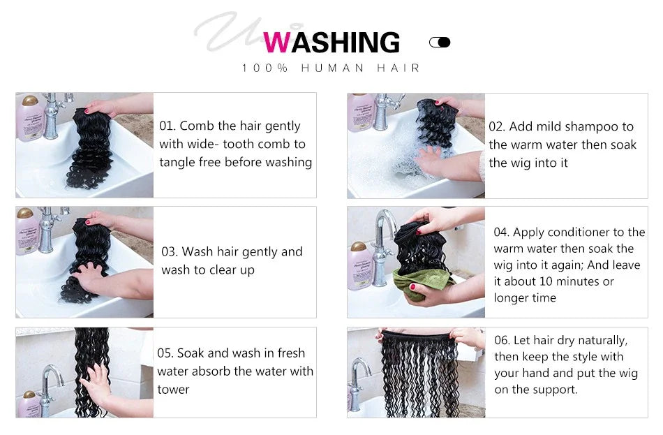 UNice Hair Water Wave 3/4 Bundles with 13x4 Lace Frontal Virgin Human Hair Bundles Can Make 250% Water Wave Lace Fro Wig