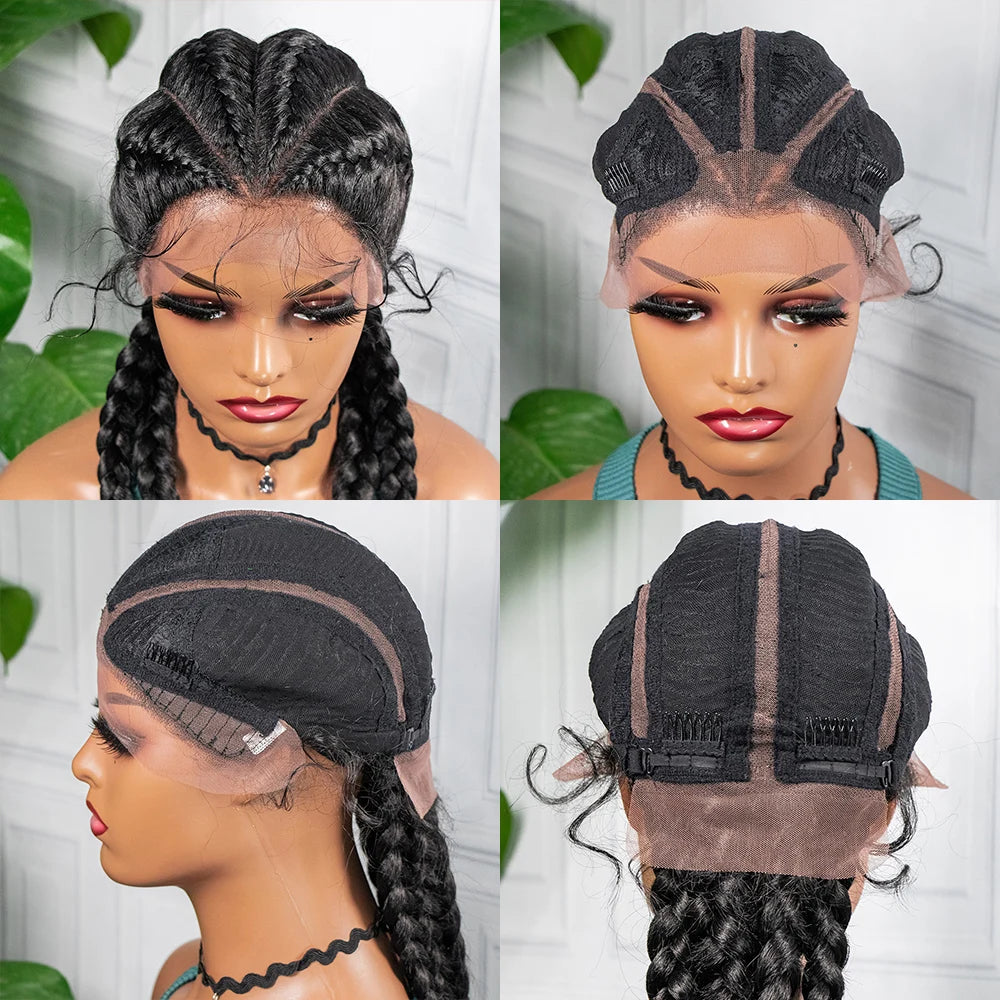 Synthetic Lace Wigs Braided Wigs with Baby Hair Long 26 Inches Box Braids Wig for Black Women Lace Front  Afro Hair Wigs