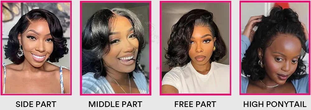 Short straightBob Wigs 13x4 HD Lace Closure Wig Blunt Cut with face framing layers Glueless Human Hair Ombre Chocolate brown wig