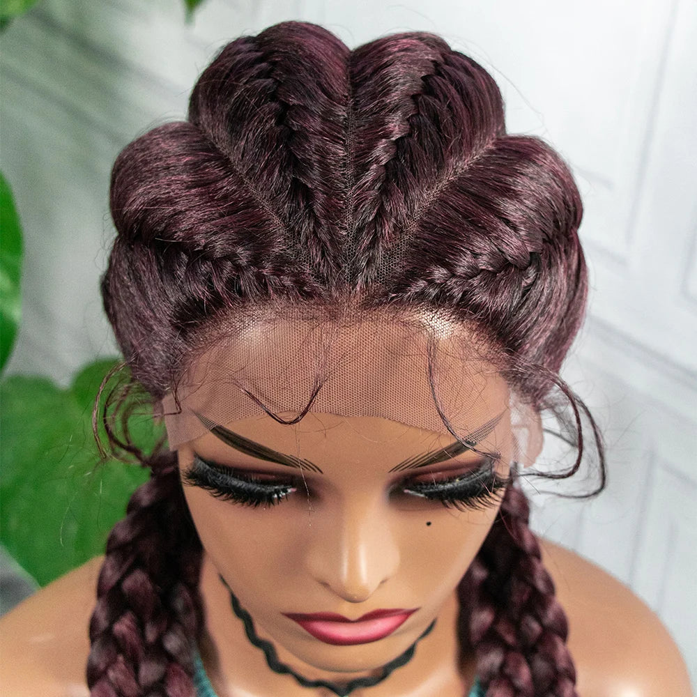 Synthetic Lace Wigs Braided Wigs with Baby Hair Long 26 Inches Box Braids Wig for Black Women Lace Front  Afro Hair Wigs