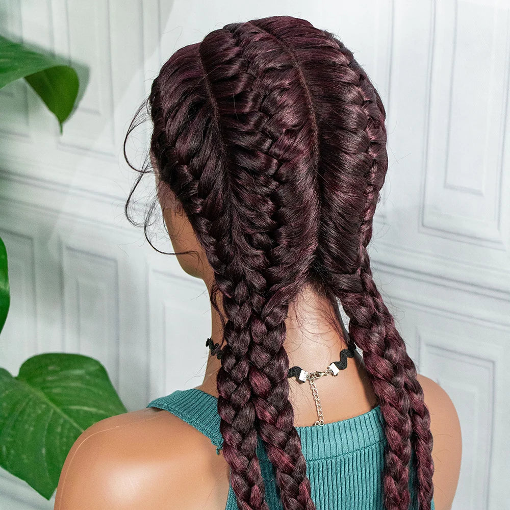 Synthetic Lace Wigs Braided Wigs with Baby Hair Long 26 Inches Box Braids Wig for Black Women Lace Front  Afro Hair Wigs