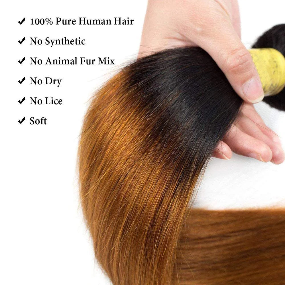24 24 24 Ombre Brown Wig Human Hair Straight 1pcs or 3pcs or 4pcs Wigs 1B/30 Colored Bundles Virgin Brazilian Wig For Women Hair