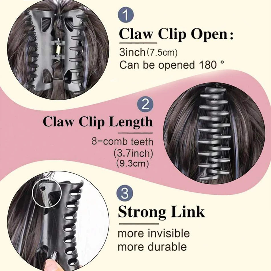 Straight Synthetic Claw Clip Ponytail Hair Extension Short Messy Fluffy Ponytail Hairpiece For Women Natural Tail With Claw Clip