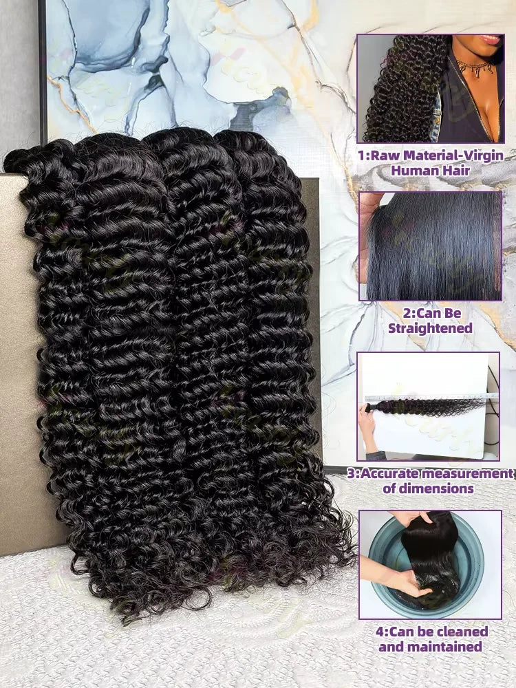 30 32 34 Inch Deep Wave Human Hair Bundles Remy Curly Human Hair Bundles 100% Human Hair Water Wave Extensions 2 3 4 Bundles