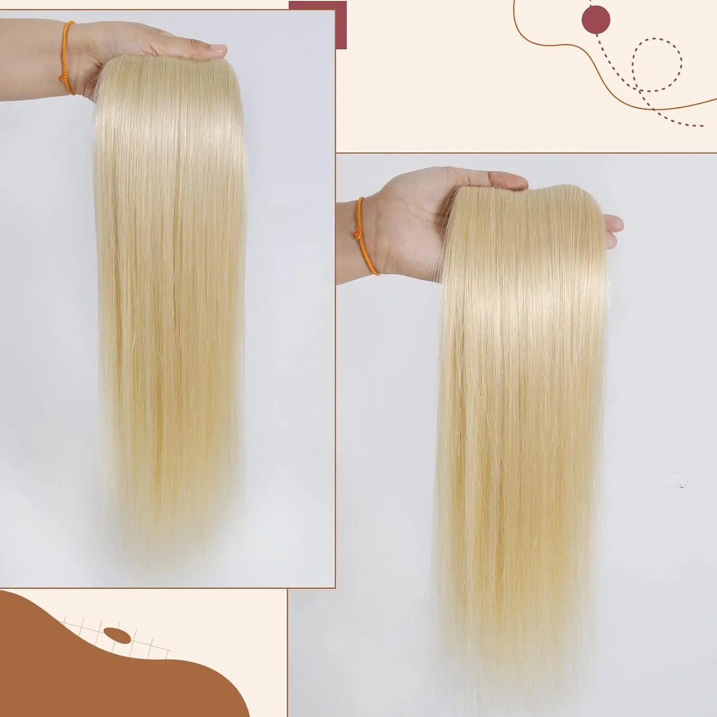 613 Blonde Straight Ponytail Human Hair Clips In Brazilian 100% Human Hair Extension Wrap Around Drawstring Head Wear Hairpiece