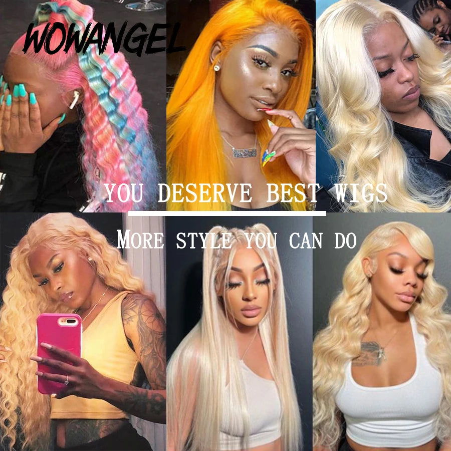 WOWANGEL 3/4 613 Honey Blonde Color Hair Extension Brazilian Hair Weave Bundles 26 28 30inches Straight Remy Human Hair Bundles
