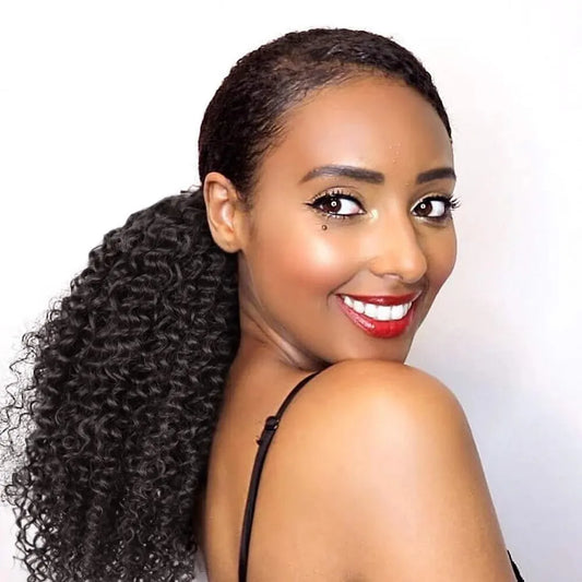Drawstring Kinky Curly Ponytail With Brazilian Clips Human Hair Remy Indian Hair Extensions Pony Tail For Black Women