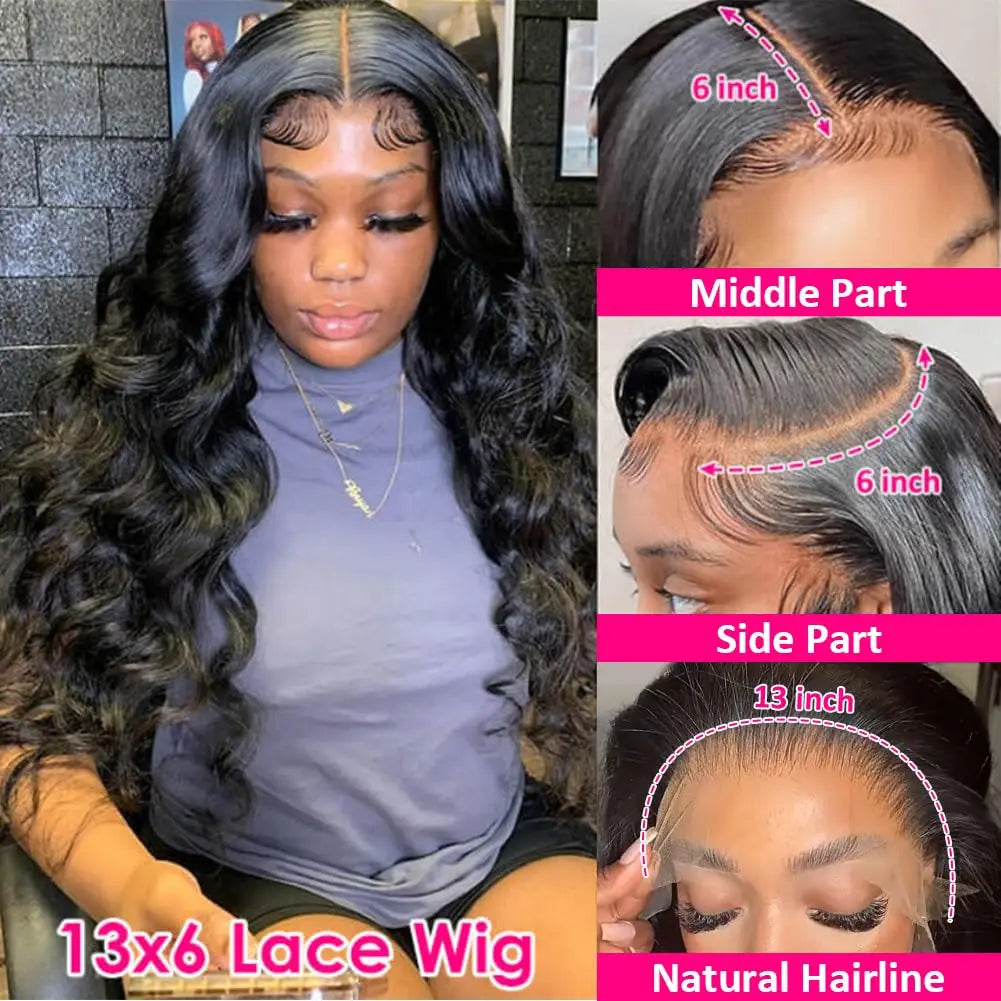 30 Inch 13x6 Body Wave Lace Front Wigs Pre Plucked Synthetic HD Lace Front Wig 180% Density Frontal Glueless Wigs with Baby Hair