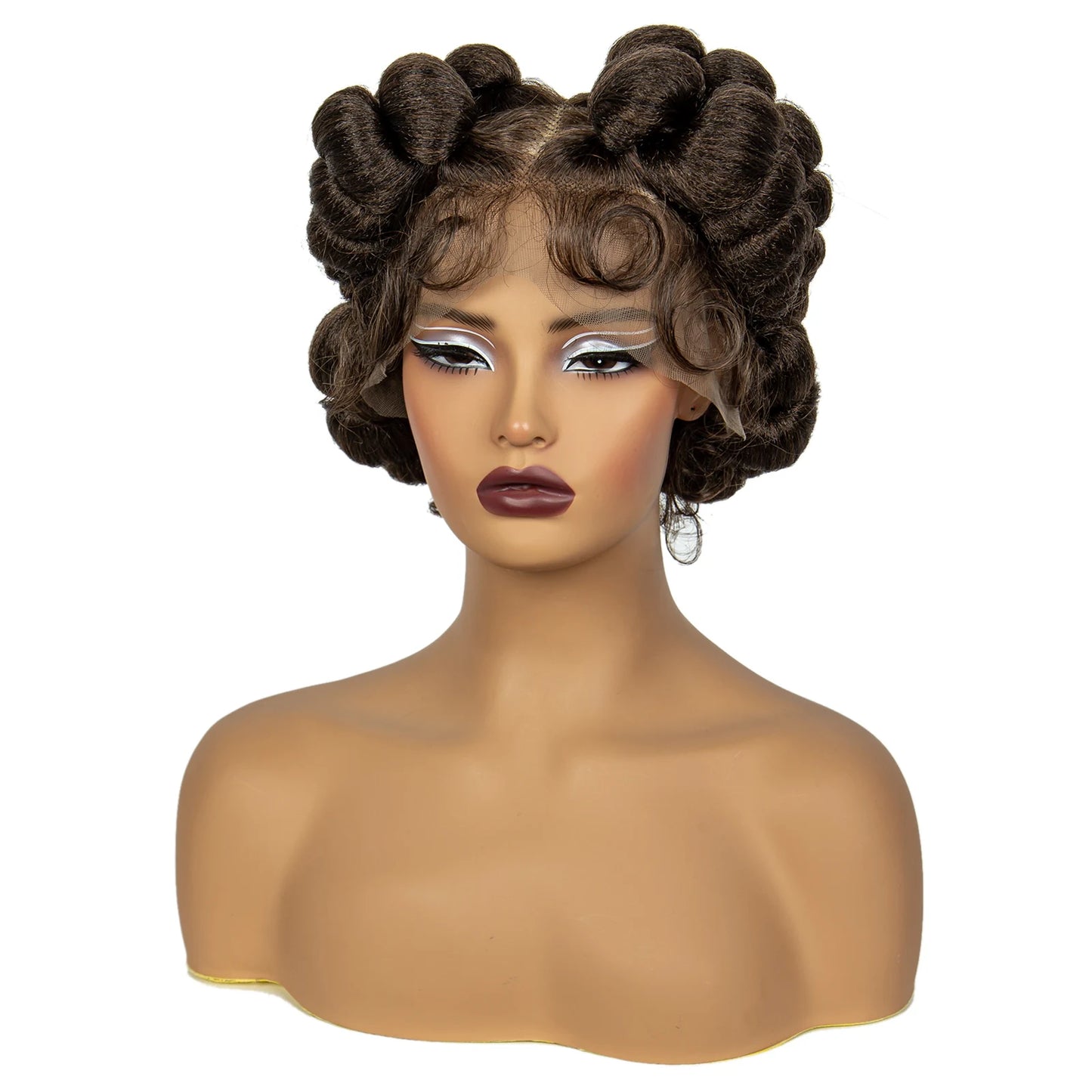 Synthetic Full Lace Handmade Bantu Braided Wigs Short Cute Natural Braided Lace Wigs For Black Women Knotless Braids Wigs