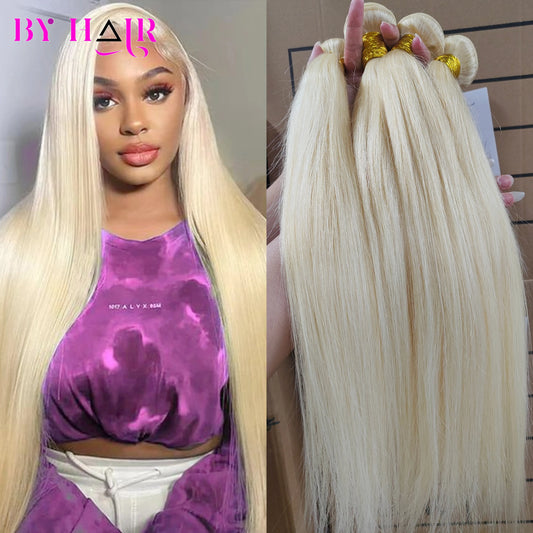 613 Blonde Human Hair Bundles 30 32 Inch Brazilian Remy Hair Weave Honey Blonde 1 3 4 Straight Bundles Wholesale Hair Extensions