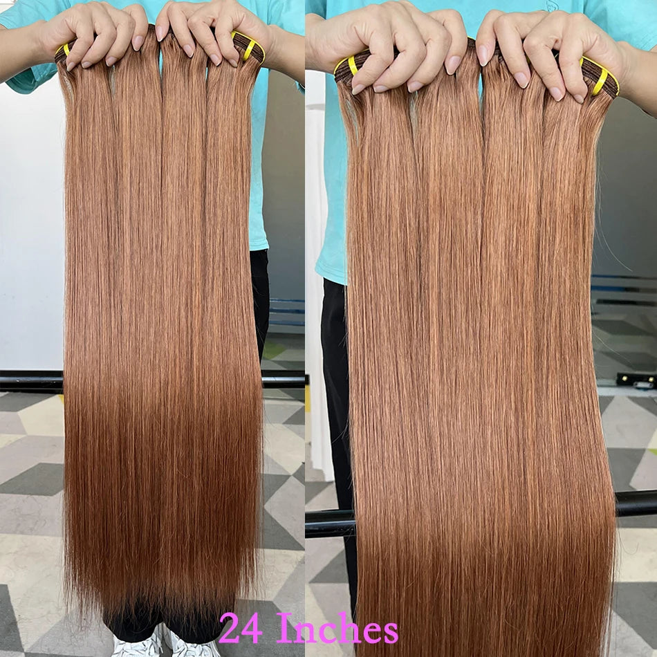 #27 #30 Colored Honey Blonde Straight Human Hair Bundles 16-30 Inch 100% Unprocessed Raw Human Hair Extensions Weave For Women