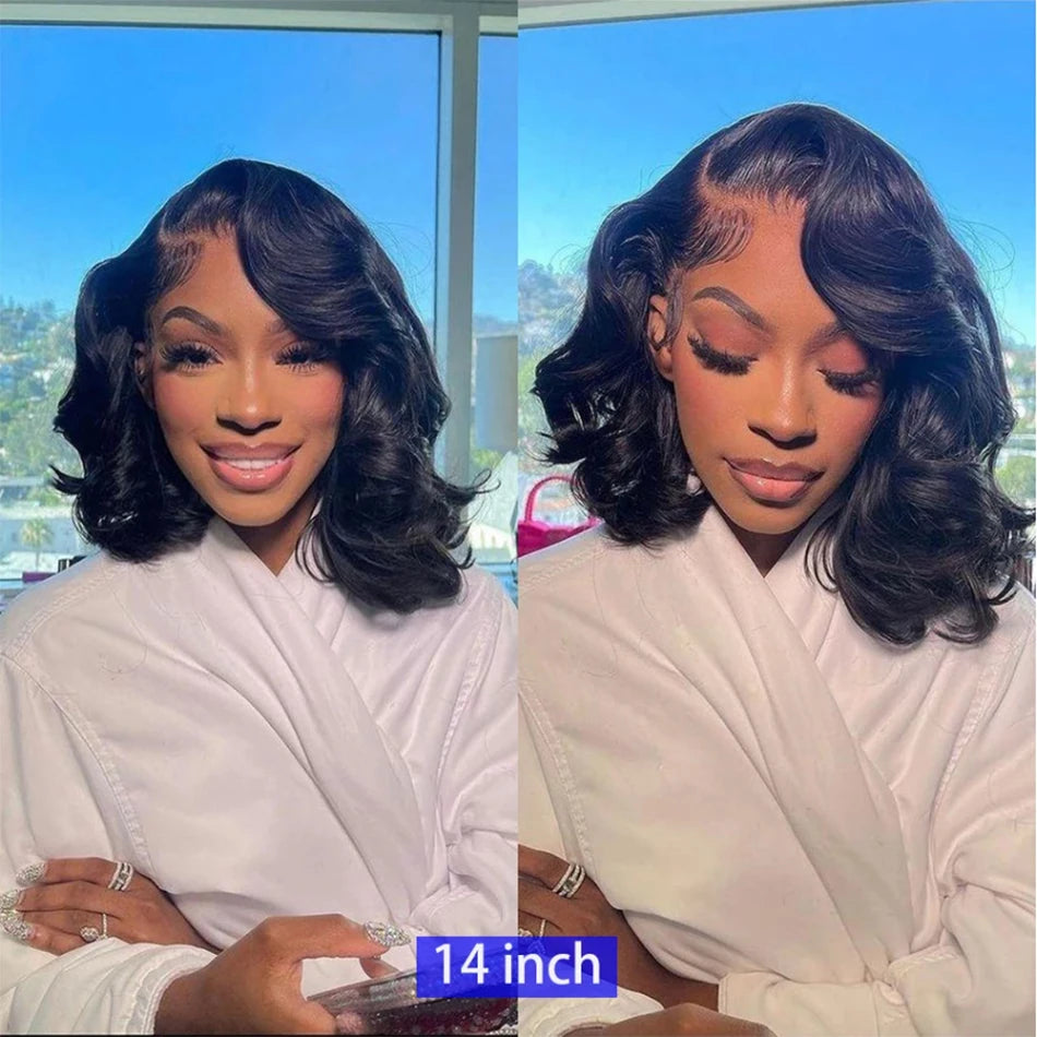 12A Short Bob Wig Loose Body Wave Wig 13x4 HD Transparents Lace Front Human Hair Wigs for Women Glueless Wigs Lace Frontal Wig