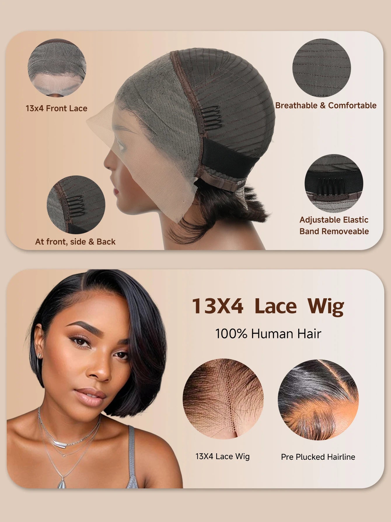 Pixie Cut Wigs Human Hair Wigs For Women straight Short Bob Wig Brazilian PrePlucked 13x4 Lace Frontal Human Hair Wig 180Density