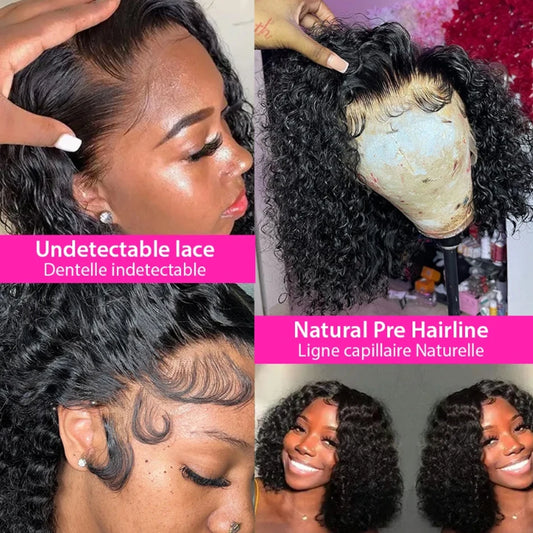 13X4 Mongolian Kinky Curly Lace Front Wigs For Women Preplucked With Baby Hair Curly 12A Human Hair Wigs Deep Curls Wig