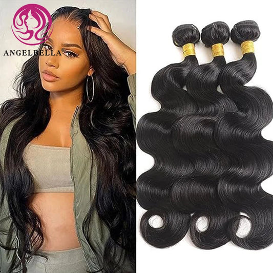 Angelbella 12 a Grade Hair Bundles Natural Black 30 Inch Body Wave Bundle 100 Raw Bermese Curly Hair Bundles