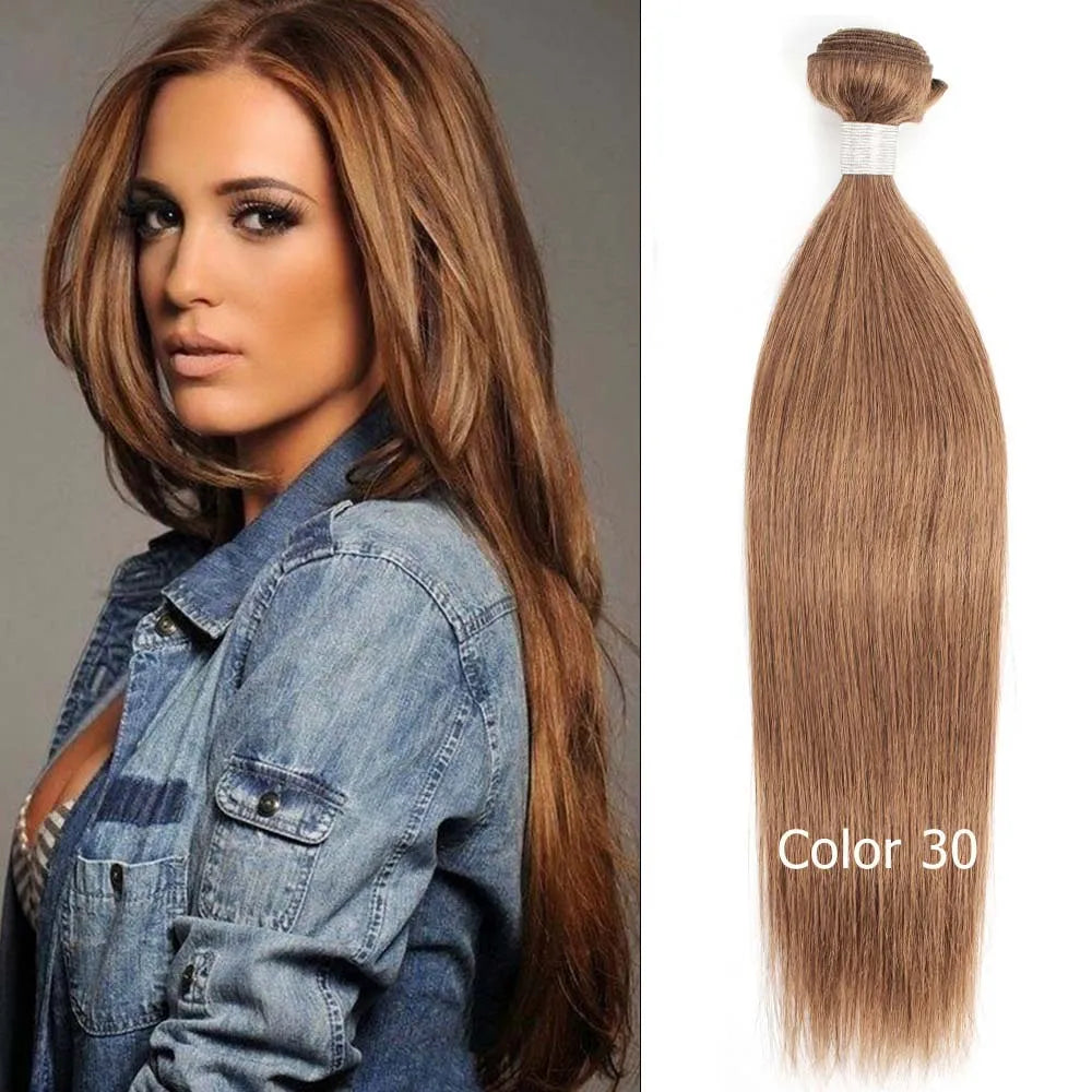 1 Bundle Black Brown Pure Colored 100% Human Hair Weave Bundles Extension 95(±5)gram Body Wave Style Remy Indian Hair Bobbi