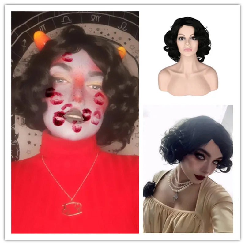 SuQ Classic Curly Wig Hair Synthetic Natural For Women Cosplay Brown WIth Blonde Heat Resistant Daily Wigs