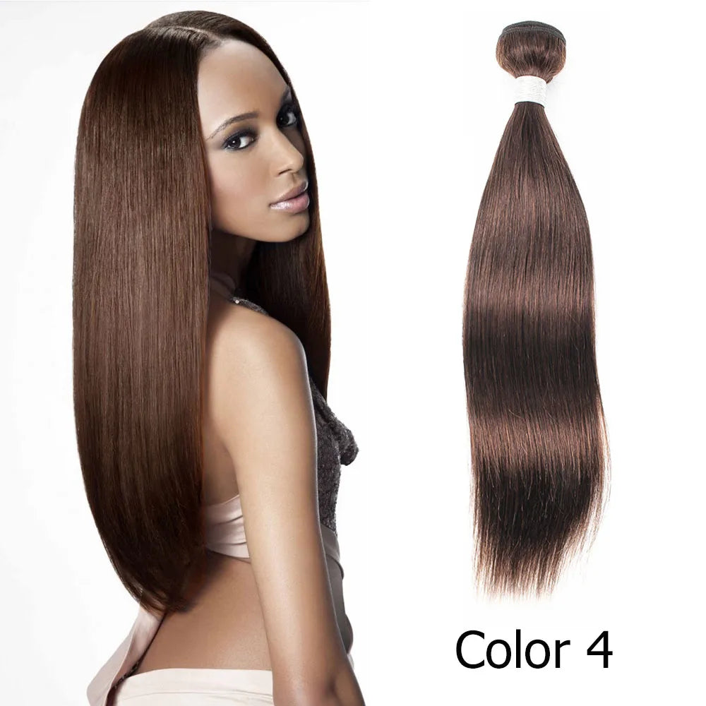 1 Bundle Black Brown Pure Colored 100% Human Hair Weave Bundles Extension 95(±5)gram Body Wave Style Remy Indian Hair Bobbi