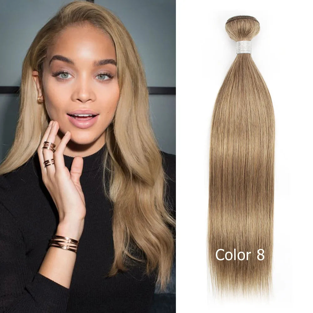 1 Bundle Black Brown Pure Colored 100% Human Hair Weave Bundles Extension 95(±5)gram Body Wave Style Remy Indian Hair Bobbi