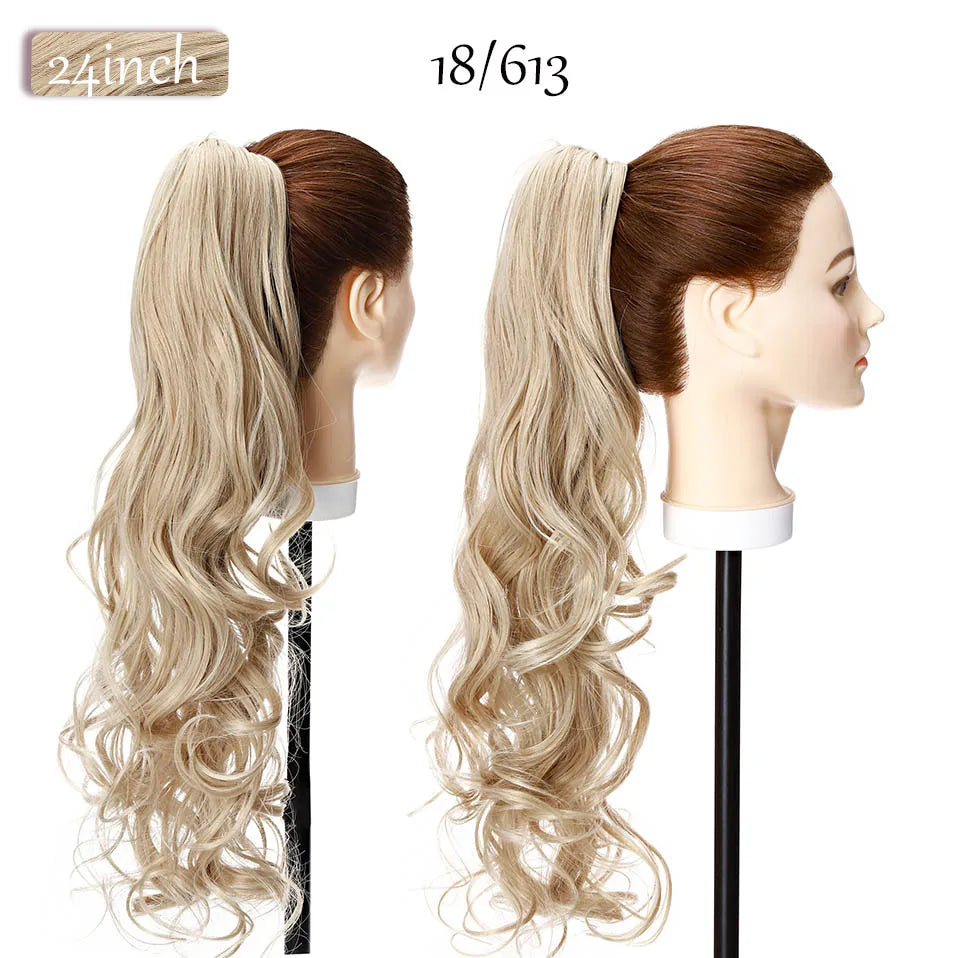 S-noilite Synthetic 18-26inch Claw Clip On Ponytail Hair Extension Ponytail Extension Hair For Women Pony Tail Hair Hairpiece