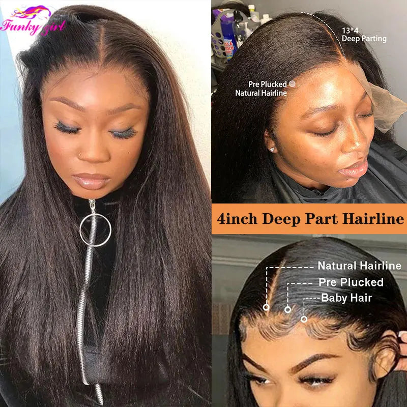 100% Burmese Human Hair Kinky Straight Wigs Transparent Lace 13x6 Lace Frontal Wigs Preplucked Hairline Lace Closure Wigs Cheap
