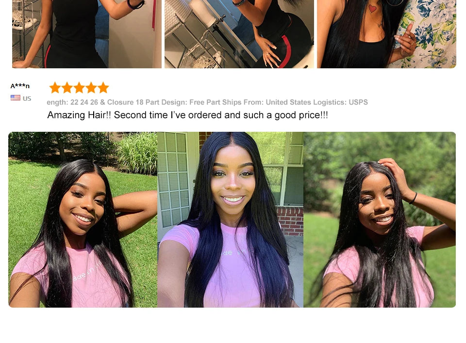 ALI GRACE Hair Straight Human Hair Bundles 1/3/4 Pcs Brazilian Straight Hair Bundles 28 30 32 Inch Remy Hair Weave Natural Color