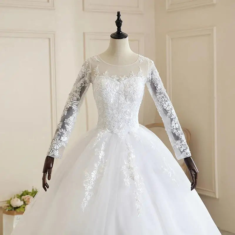 2024 Full Sleeve Lace Wedding Dresses New Luxury Muslim Ball Gown Wedding Dress Custom Made Vestido De Noiva Customized