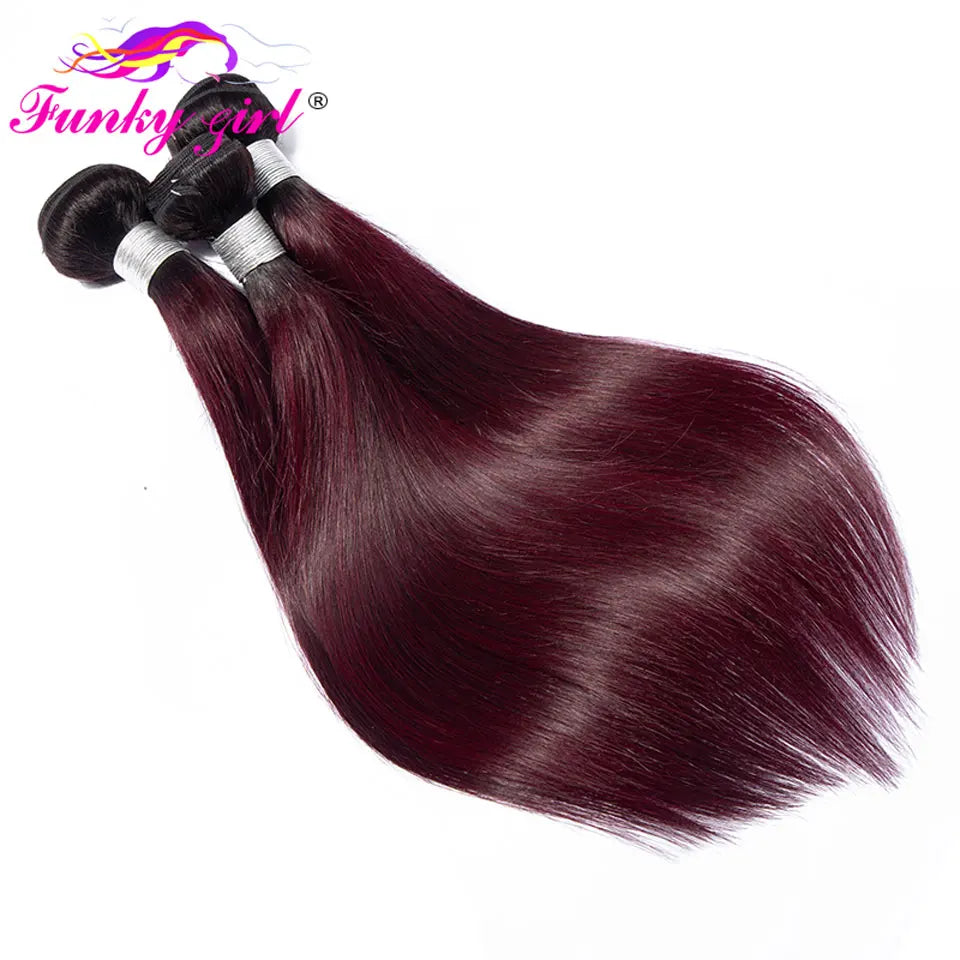 1B/99J Burgundy Straight Bundlse 4x4 Lace Closure Human Hair Bundles With 4x4 Closure Brazilian Hair Weave Bundles With Closure