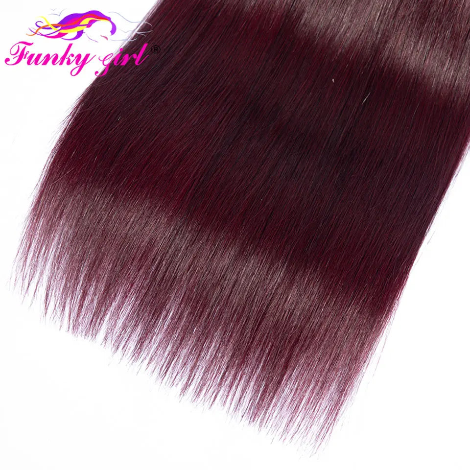 1B/99J Burgundy Straight Bundlse 4x4 Lace Closure Human Hair Bundles With 4x4 Closure Brazilian Hair Weave Bundles With Closure