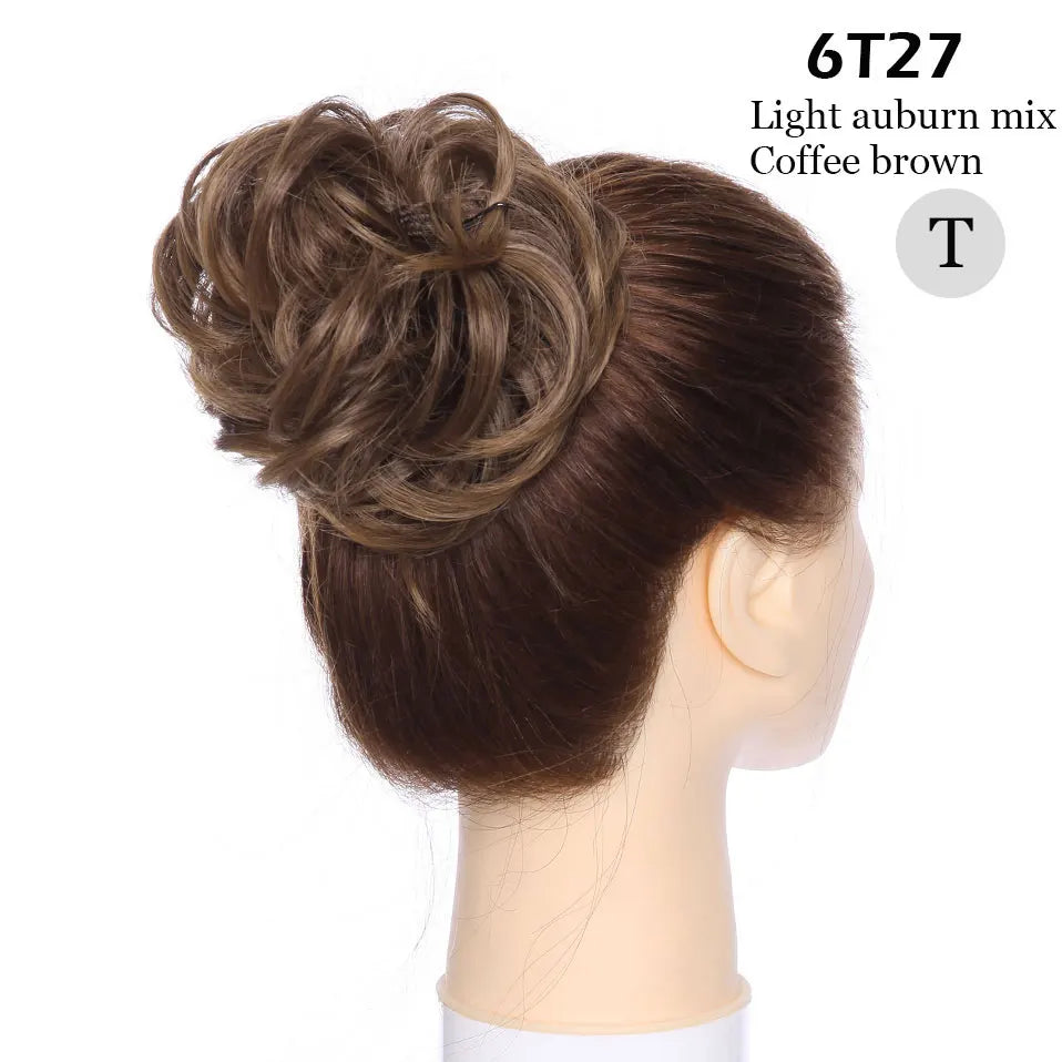S-noilite Synthetic Elastic Band With Hair Curly Chignon Hair Women Drawstring Ponytail Hairpieces Black Brown Blonde Hairpiece