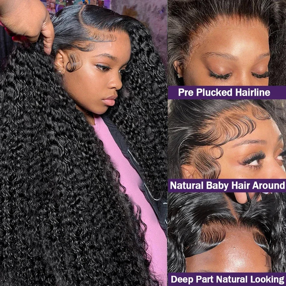 Human Hair13x4 Transparent Lace Full Frontal Wigs 100% Natural Human Hair 32 34 36 Inch  Raw Hair