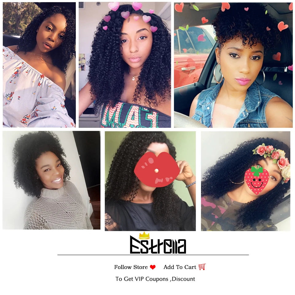 Brazilian Kinky Curly Human Hair Bundles 1/3/4 Pcs Remy Human Hair Weave Kinky Curly Bundles Natural Color 8"-28"Hair Extensions