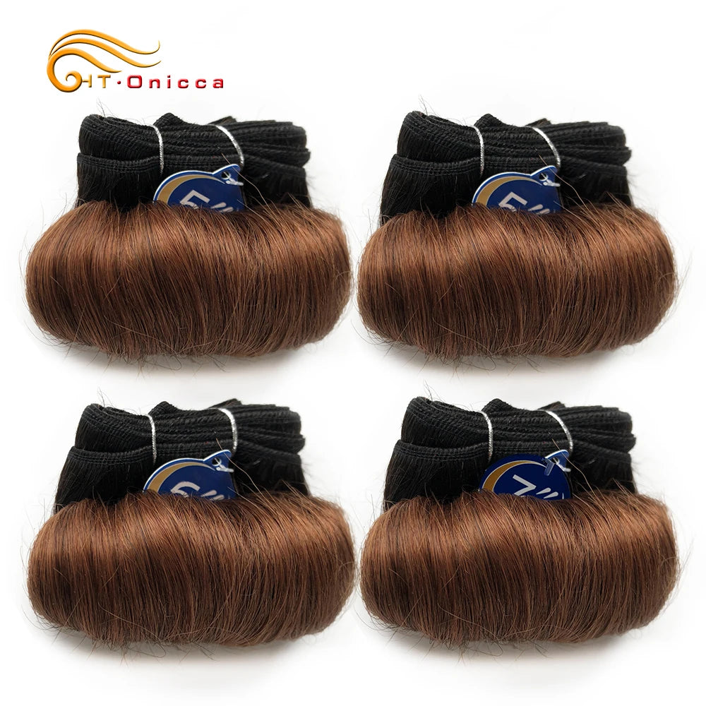 Brazilian Curly Hair 4 Bundles Double Drawn Human Hair 5 5 6 7 Inch Remy Hair Weave Bundles 1B 27 30 99J Color For Black Women