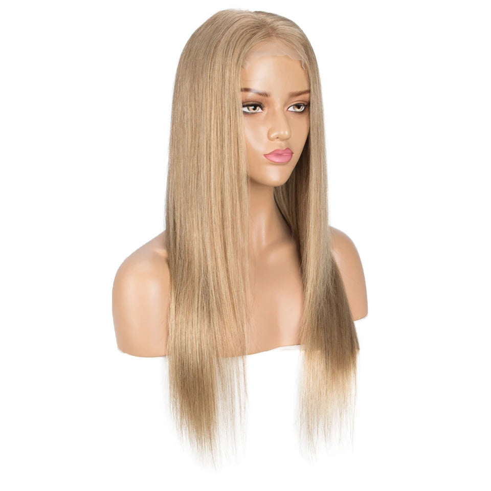 Sleek Human Hair Wigs Blonde Lace Front Wig For Women Straight Bob Wig Lace Closure Gold Brazilian Wigs Highlight Cosplay Wigs